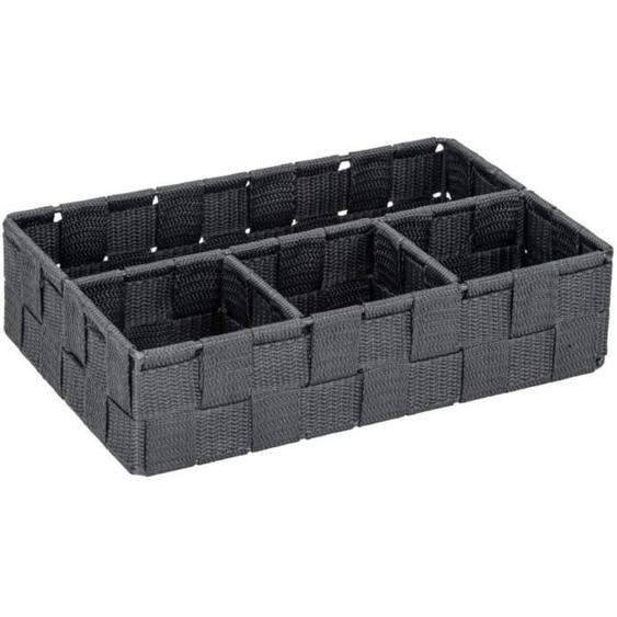 WENKO Organiseur Salle de bain Adria petit, Rangement salle de bain 4 compartiments, Polypropylène, 26x17x6.5 cm, anthracite