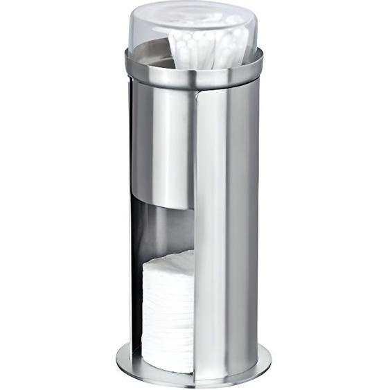 WENKO Porte coton démaquillant et distributeur coton tige Firenze, Acier Inox, Ø 7,5x18 cm, Mat