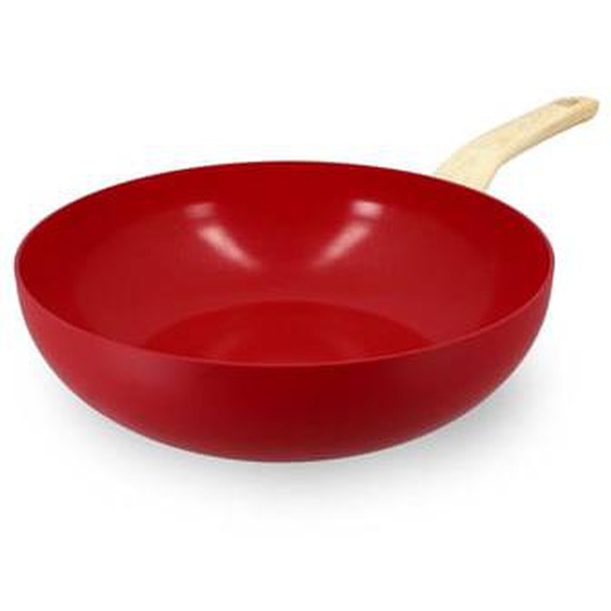 Wok 28cm colorama magenta - en aluminium - revetement antiadhesif en ceramique