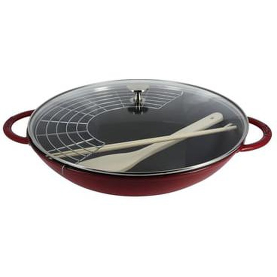 Wok en fonte Cerise et couvercle 37 cm