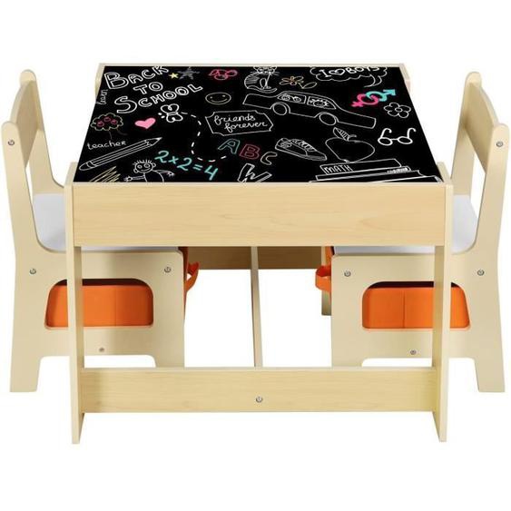 WOLTU 1 Table et 2 Chaises Enfant avec espace de rangement en MDF, 60X60X48cm