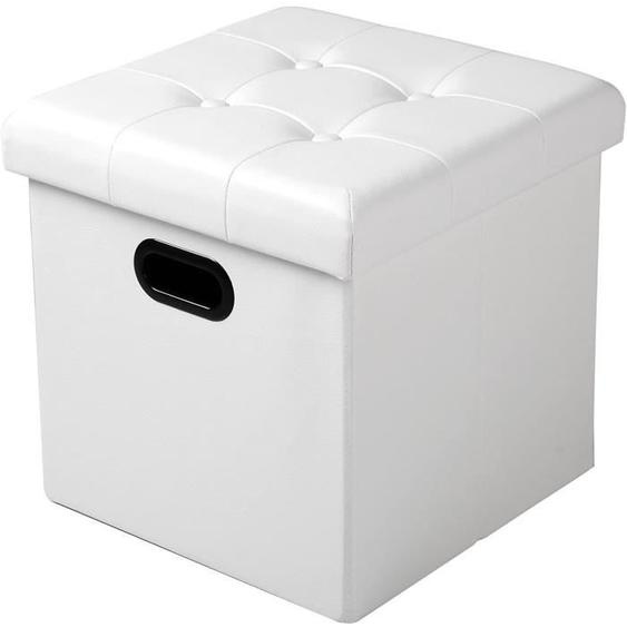 WOLTU 2xTabouret Pouf Coffre Cube, Repose-Pieds avec Espace de Rangement, en Simili Cuir,37.5x37.5x38cm,Blanc