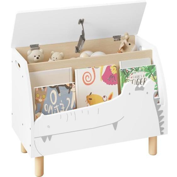 WOLTU Coffre à Jouet, Banc de Rangement Enfant avec Couvercle, Bibliothèque Enfant en MDF, 60x30x44cm, Blanc W0ETT0063