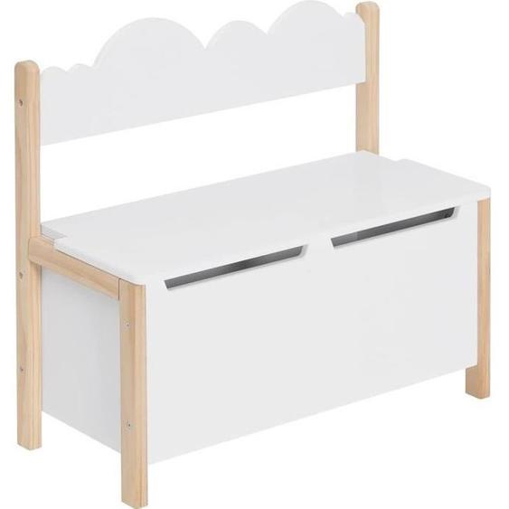 WOLTU Coffre de Rangement pour Enfants, 2 en 1 Banc et Coffre à Jouets avec Dossier, 60x25.5x55cm, Blanc