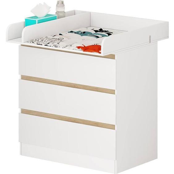 WOLTU Commode à Langer avec 3 tiroirs - avec Table à Langer - pour bébé en aggloméré et MDF,Blanc