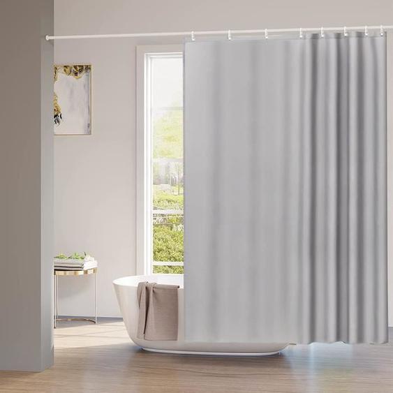 WOLTU Rideau de Douche Anti-moisissure, Rideau de Baignoire 100% Polyester avec Œillets, Ourlet Alourdi, 180x200cm Gris