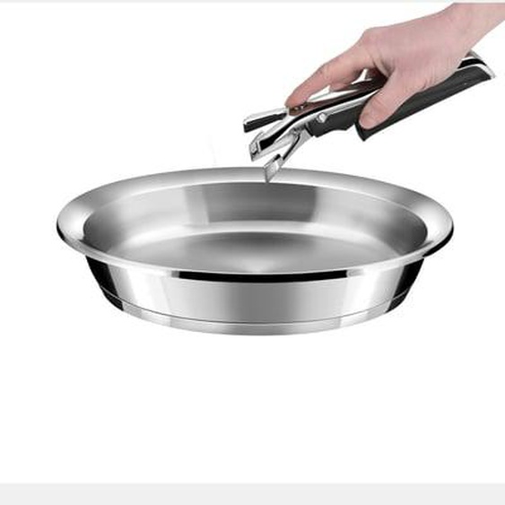 Ycône - Poêle 24cm inox finition miroir avec poignée amovible