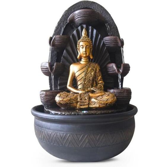 ZEN Fontaine dintérieur avec statue Bouddha Chakra - Marron