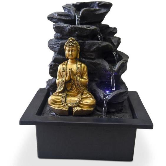 ZEN Fontaine dintérieur avec statuette Bouddha Shira - Noir