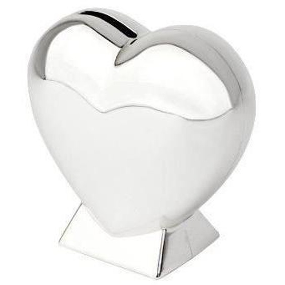 Zilverstad 7280261 Tirelire en forme de coeur avec fond: 9 cm x 4 cm x 9 cm-ternissement Argenté